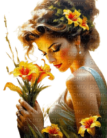 Женщина с лилиями - darmowe png
