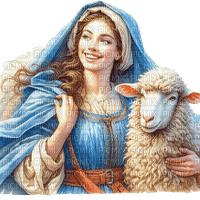 Woman with sheep - kostenlos png
