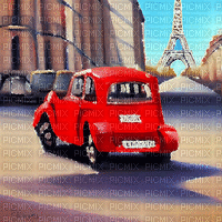 kikkapink vintage car animated paris background - Besplatni animirani GIF