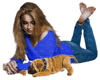 woman dog blue - 免费PNG