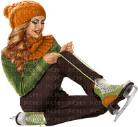 Winter. Woman with skates. Leila - bezmaksas png