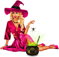 Woman.Witch.Halloween.Magic.Pink - png gratuito