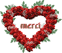Kaz_Creations Deco Heart Flowers Text Merci - Gratis geanimeerde GIF