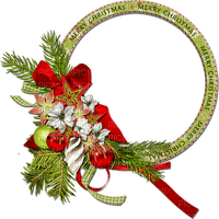 Christmas.Cluster.Circle.Frame.Green.Red.White - zdarma png