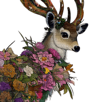 kikkapink deer fantasy flowers - 免费PNG