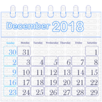 2018 december calendar - Free PNG