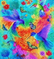 rainbow hummingbird butterfly spring background - PNG gratuit