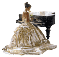 woman flower piano - PNG gratuit