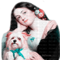 Y.A.M._Vintage Lady woman dog - darmowe png