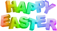 happy easter text colorful deco - PNG gratuit