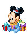 Bébé Mickey ouvre ses cadeaux - GIF animé gratuit