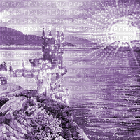 Y.A.M._Fantasy landscape castle background purple - GIF animé gratuit