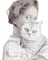 Woman and cat - png gratuito