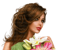 Femme avec ses fleurs (stamp clem27) - PNG gratuit