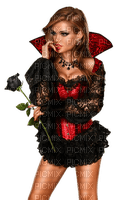 mujer con rosa negra - PNG gratuit