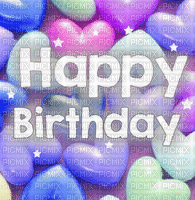 text happy birthday anniversaire geburtstag heart coeur gif anime animated animation image fond background candy - Gratis animeret GIF