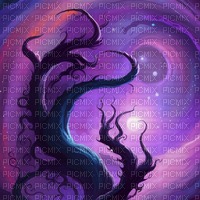 Purple Night Sky and Tree - PNG gratuit
