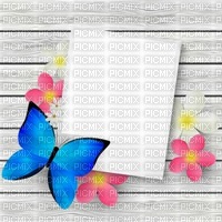 Fond table fleurs feuille papier papillon bleu debutante paper bg flower blue butterfly pink flower