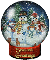 Snowman Family Snowglobe - Animovaný GIF zadarmo