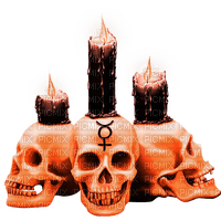 Gothic.Skulls.Candles.Black.Orange - zdarma png
