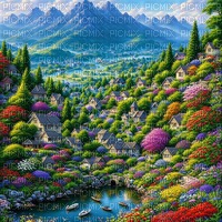 fantasy rainbow background landscape - PNG gratuit