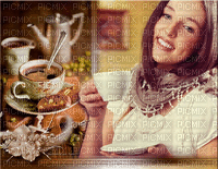 Frau beim Kaffee - GIF animé gratuit