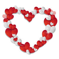 Frame red white hearts - darmowe png