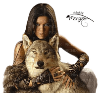 woman and wolf - png gratis