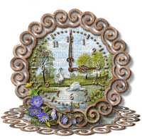 Clock Time Green Beige Violet - Bogusia - darmowe png