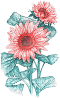 soave deco flowers sunflowers branch pink teal - kostenlos png