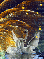 лебеди звездопад - Zdarma animovaný GIF