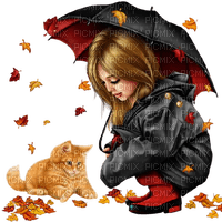 VanessaVallo _crea-  girl with cat in fall - PNG gratuit