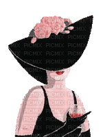 dolceluna woman hat flower gif glitter animated - Gratis animerad GIF