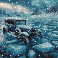Old Car stuck in Ice - Nemokamas animacinis gif