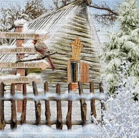 winter cabin background - png gratuito