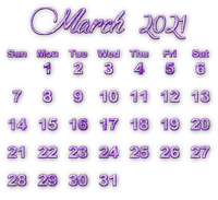 soave calendar deco march text 2021 - PNG gratuit