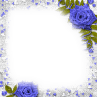 Frame.Roses.White.Blue - KittyKatLuv65 - Free PNG