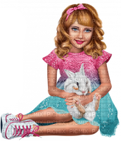 Girl with a rabbit. Easter. Spring. Leila - PNG gratuit