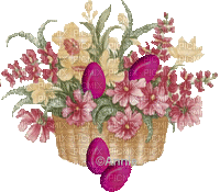 Easter Basket with Flowers - GIF animate gratis