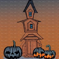 Orange Haunted House Tall Cartoon - бесплатно png