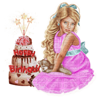 flicka-happy birthday - PNG gratuit