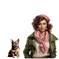 loly33 femme chien automne - Free PNG
