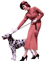 vintage Woman with a dog - png gratuito