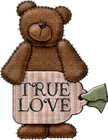 dolceluna deco bear vintage true love text - PNG gratuit