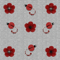 effect effet effekt background fond abstract gif anime animated animation flower fleur rouge ladybug glitter grey - GIF animé gratuit