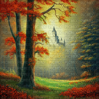 kikkapink autumn fantasy castle background - 無料png