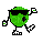 Dancing green emoticon with sunglasses - Gratis animerad GIF