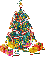 Weihnachten, Tannenbaum, Geschenke - Gratis animeret GIF