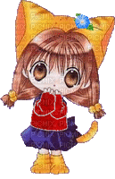 fille-chat - Darmowy animowany GIF