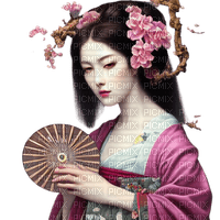 kikkapink pink geisha oriental woman - zdarma png